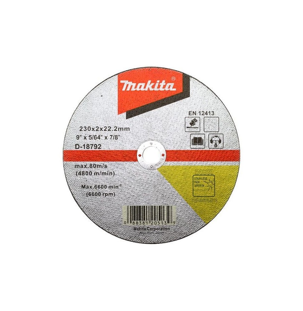 Makita D-18792 iNOX KESME TAŞI  -  DÜZ 230x2 mm
