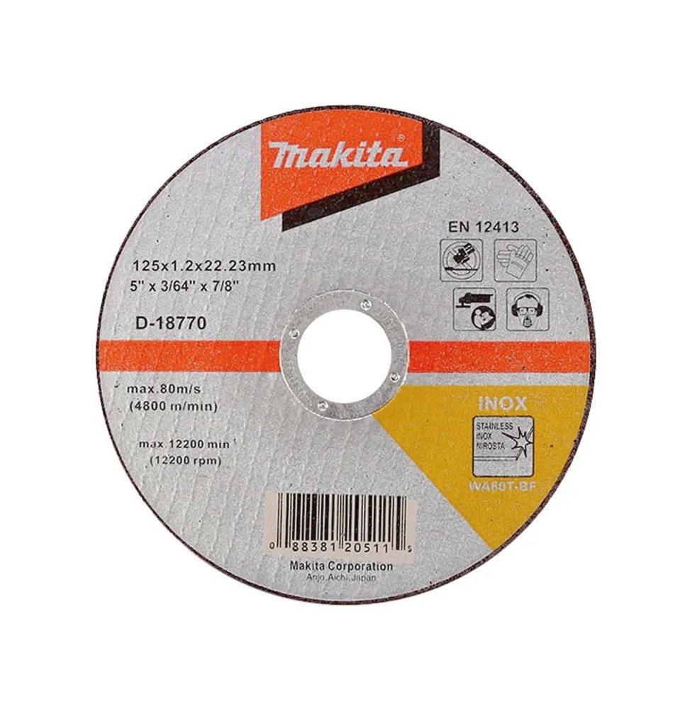 Makita D-18770 iNOX KESME TAŞI  -  DÜZ 125x1.2 mm