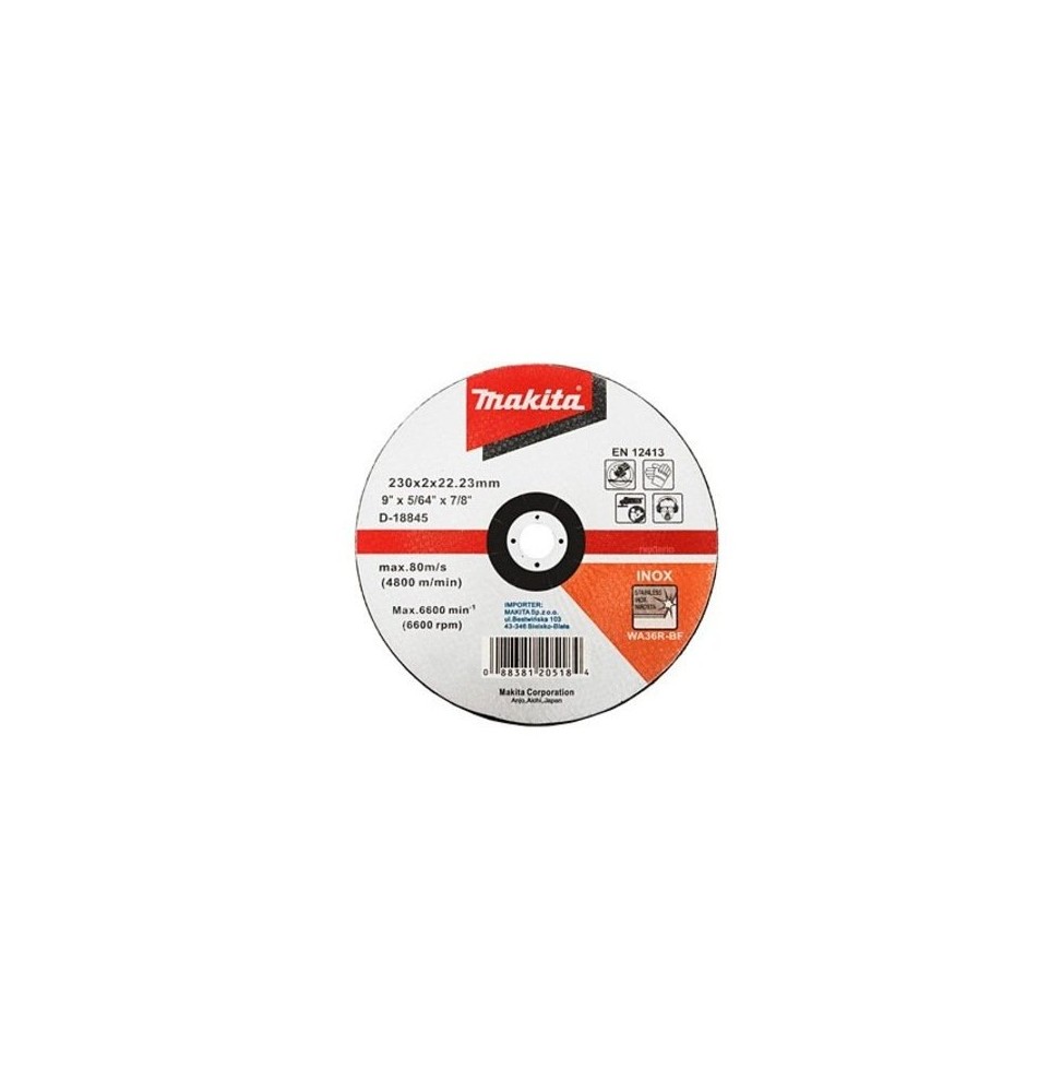 Makita D-18845 iNOX KESME TAŞI-BOMBELİ 230x2 mm