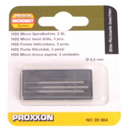 Proxxon 28864 Proxxon Tungsten vanadyum HSS mikro matkap uçları, 0,5 mm - 3 adet