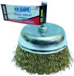 Hawk HA10149 SARI TELLİ PİMLİ ÇANAK FIRÇA 75 mm