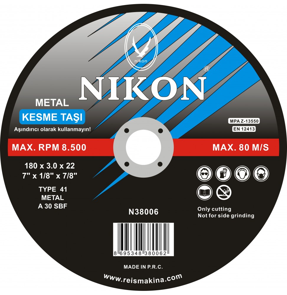 Nikon N38006 METAL FLEX KESME TAŞI 180x3.0x22 mm