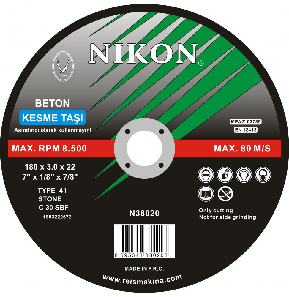 Nikon N38020 BETON FLEX KESME TAŞI 180x3.0x22 mm