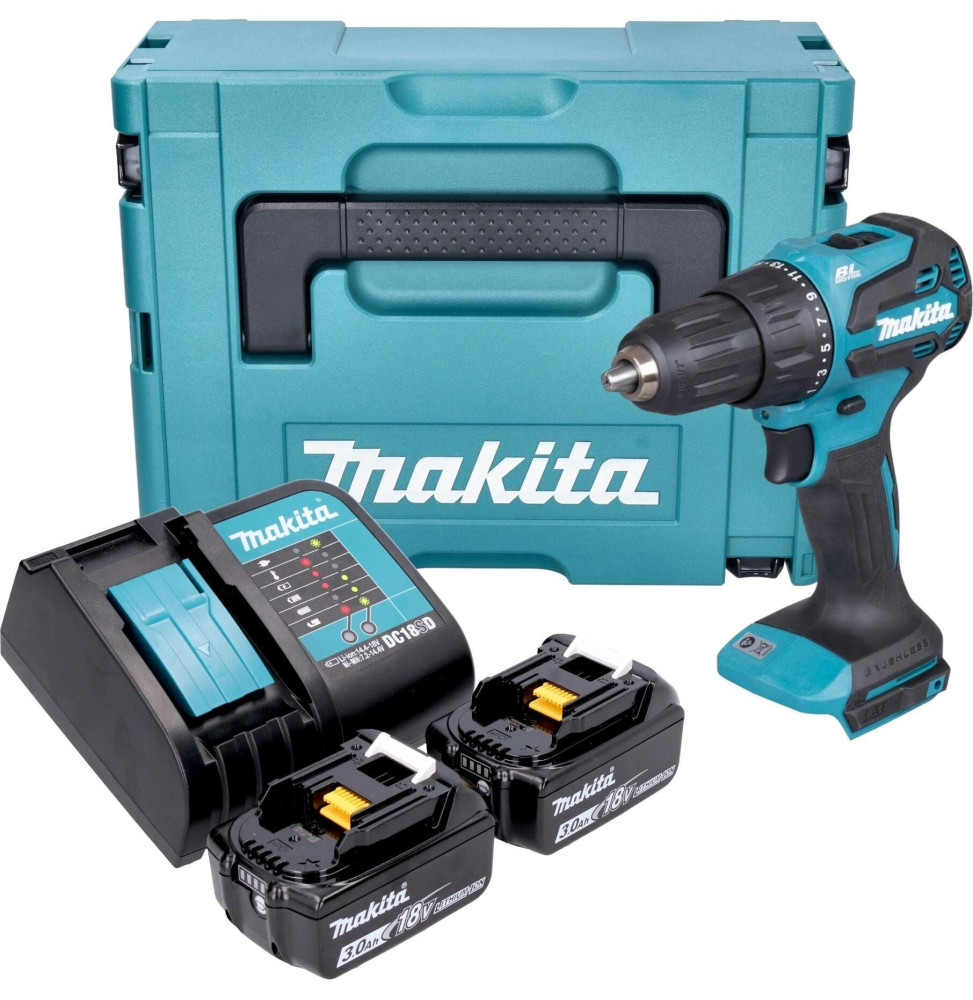 Makita DHP490SFJ 18V 3Ah Çift Akülü Darbeli Kömürsüz Matkap Vidalama